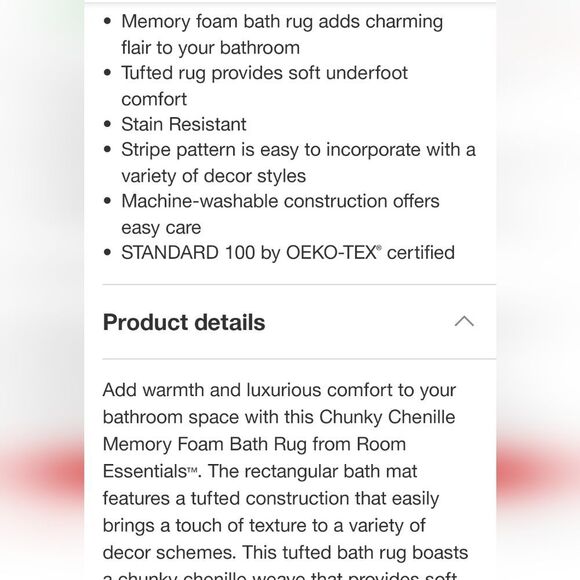 Room Essentials Chunky Chenille Cushion Foam Bath Rug- Black - Picture 6 of 10